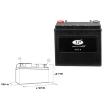 Батарея landport hvt-4 (mh hvt-4) 12v 22ah 173x98x154 heavy v-twin не обслуговується - заливається (підвищений круточний струм 325a) (правий +) (2)