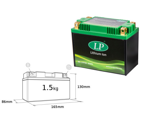 Landport lifepo4 літій-іонна батарея lfp30 (ml lfp30) (165x86x130) (96 втг) (вага 1500 г) (6)