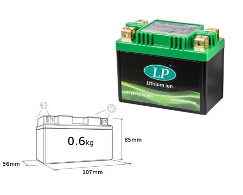 Landport lifepo4 літій-іонна батарея lfp7z (ml lfp7z) (107x56x85) (ytz7s, ytx7abs, yb9lb) (28,8 вт·год) (вага 600 г) (8)