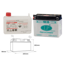 Батарея landport y50-n18l-a2 (md l50n18la2) 12v 20ah 206x91x164 (g50n18la2) можна обслуговуватися - електроліт окремо (2) ue2019/1148