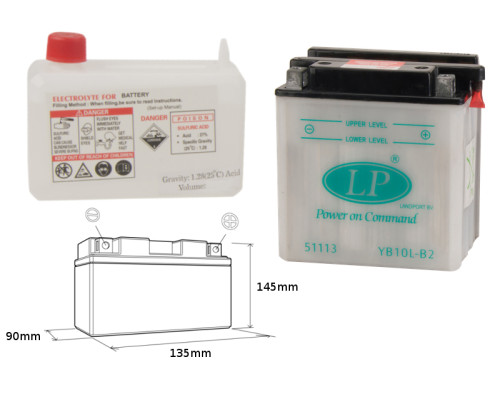 Батарея landport yb10l-b2 (md lb10l-b2) 12v 11ah 136x91x146 можна обслуговуватися - електроліт окремо (4) eu2019/1148