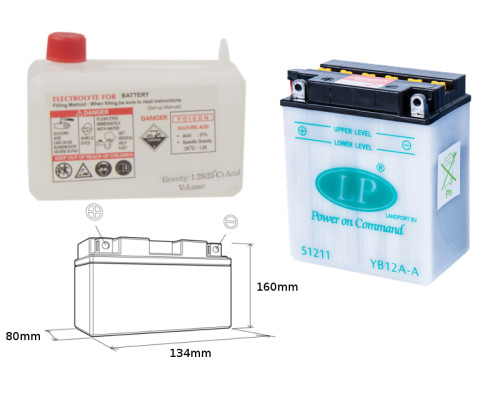 Батарея landport yb12a-a (md lb12a-a) 12v 12ah 134x80x160 (gb12aa) можна обслуговуватися - електроліт окремо (4) ue2019/1148