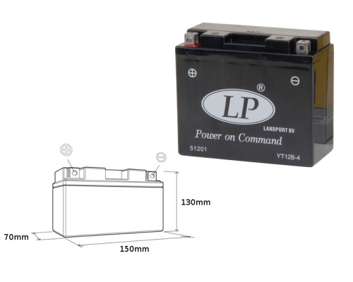 Акумулятор landport yt12b-4 (ms lt12b-4) 12v 11ah 151x70x130 не обслуговується - залитий (6)