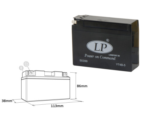 Акумулятор landport yt4b-5 (ms lt4b-5) 12v 2.5ah 114x39x86 не обслуговується - залитий (15)