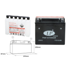 Батарея landport ytx12-bs (ma ltx12-bs) 12v 10ah 152x88x131 (gtx12bs) не обслуговується - електроліт окремо (4) ue2019/1148