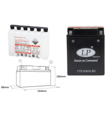 Landport батарея ytx14ahl-bs (ma ltx14ahl-bs) 12v 12ah 134x89x166 (arctic cat, moto guzzi) не обслуговується - електроліт окремо (4) ue2019/1148