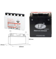 Батарея landport ytx20ch-bs (ma ltx20ch-bs) (ytx20a-bs) 12v 18ah 150x87x161 не обслуговується - електроліт окремо (4) ue2019/1148