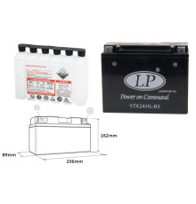 Батарея landport ytx24hl-bs (ma ltx24hl-bs) 12v 24ah 205x87x162 не обслуговується - електроліт окремо (2) ue2019/1148