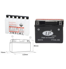 Батарея landport ytx4l-bs (ma ltx4l-bs) 12v 3ah 114x71x86 (yt4lbs) не обслуговується - електроліт окремо (8) ue2019/1148