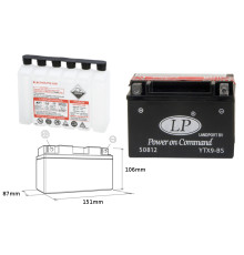Батарея landport ytx9-bs (ma ltx9-bs) 12v 8ah 152x88x106 не обслуговується - електроліт окремо (6) ue2019/1148