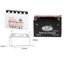 Батарея landport ytx9-bs (ma ltx9-bs) 12v 8ah 152x88x106 не обслуговується - електроліт окремо (6) ue2019/1148