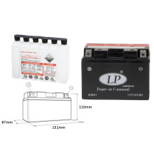 Батарея landport ytz12s-bs (ma ltz12s-bs) 12v 11ah 150x87x110 (gtz12s) не обслуговується - електроліт окремо (4) ue2019/1148