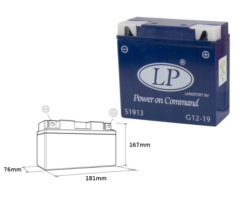Landport gel g12-19 (mg l12-19) 12v 21ah 182x82x170 bmw не обслуговується - залитий (2)