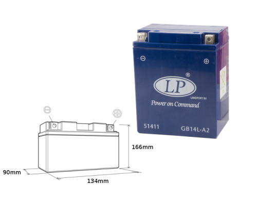 Landport gel акумулятор gb14l-a2 (mg ltx14ah-3) 12v 14ah 135x91x167 не обслуговується - залив (4)
