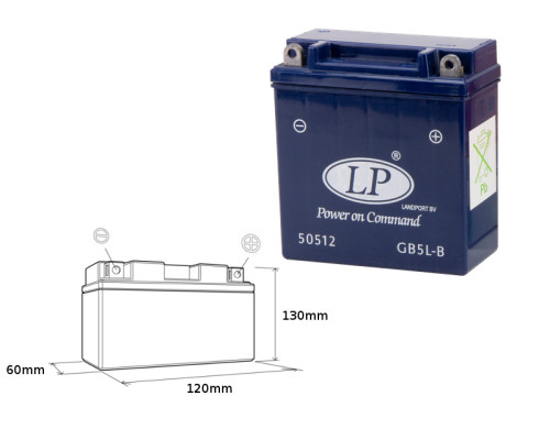 Гелевий акумулятор landport gb5l-b (mg lb5l-b) 12v 5ah 120x60x128 mm не обслуговується - заливаний (6)