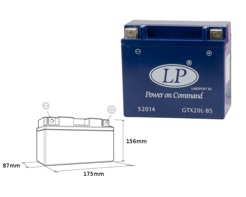 Landport gtx20-3 (mg ltx20-3) гелевий акумулятор 12v 18ah 175x86x154 не потребує обслуговування - заливаний - заміняє gtx20lbs l (4)
