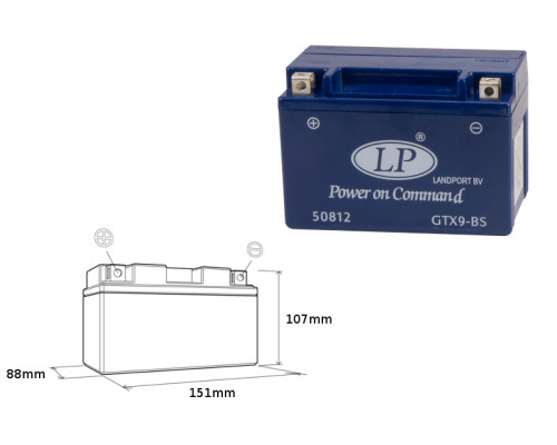 Landport gtx9-4 (mg ltx9-4) гелевий акумулятор 12v 8ah 151x88x107 не обслуговується - заливаний - заміняє gtx9bs l (6)