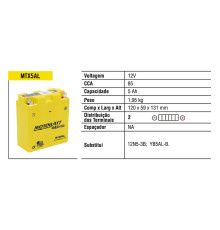 Motobatt gel акумулятор mtx5al (yb5lb,12n53b) 12v 5ah 119.5x60x131 не обслуговується - залив (85a) (10)