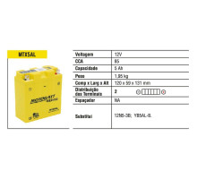 Motobatt gel акумулятор mtx5al (yb5lb,12n53b) 12v 5ah 119.5x60x131 не обслуговується - залив (85a) (10)