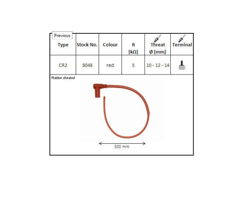 NGK ГУМОВИЙ КУТОВИЙ КОВПАК ІСКРИ (90) 50 CMM WIRE ЧЕРВОНИЙ (№ 8515)
