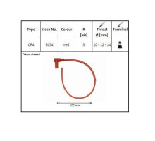 NGK ГУМОВИЙ КУТОВИЙ КОВПАК ІСКРИ (90) 50 CMM ДРІТ ЧЕРВОНИЙ З ГАЙКОЮ (№ 8054) ВОДОСТІЙКИЙ