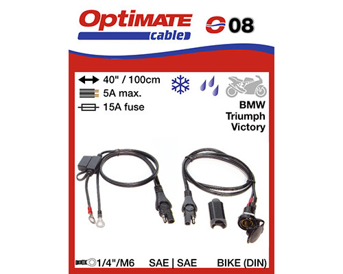 ГНІЗДО ДЛЯ ПРИКУРУВАЛЬНИКА OPTIMATE DIN 12V З ГУМОВИМ КОВПАКОМ ТА КАБЕЛЕМ З’ЄДНАННЯ АКУМУЛЯТОРА (EL)