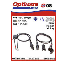 ГНІЗДО ДЛЯ ПРИКУРУВАЛЬНИКА OPTIMATE  DIN 12V З ГУМОВИМ КОВПАКОМ ТА КАБЕЛЕМ З’ЄДНАННЯ АКУМУЛЯТОРА (EL)