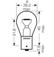 Лампочка osram 12v 21w ba15s p21w 1 шт