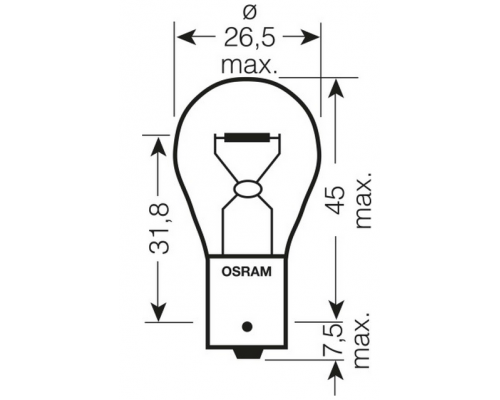 Лампочка osram 12v 21w ba15s p21w 1 шт