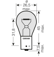 Лампа osram 21w 12v bau15s py21w (пораншевий) - помаранчевий індикатор 1 шт.