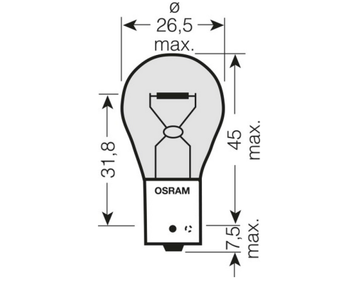 Лампа osram 21w 12v bau15s py21w (пораншевий) - помаранчевий індикатор 1 шт.