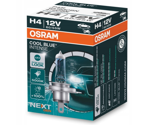 Лампа osram h4 12v 55w px26d cool blue® intense nextgen