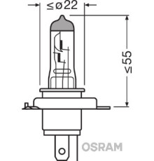 Лампа osram h4 12v 60/55w p43t night breaker® laser (+150%) 1 шт.