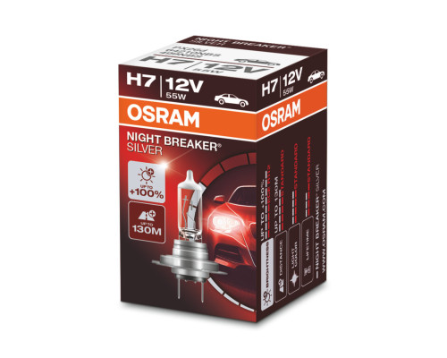 Лампа osram h7 12v 55w px26d night breaker silver (+100 PROCENT)