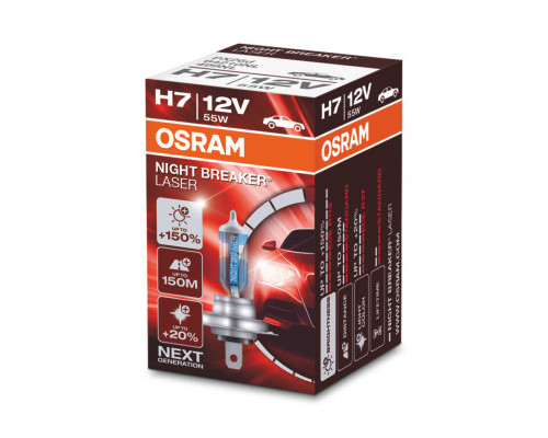 Лампа osram h7 12v 55w px26d night breaker® laser (+150%)