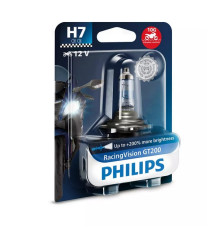 Philips мотоциклетна лампа h7 12v 55w racing vision moto +200% (інтенсивний білий ефект - вібраційкий - гомологація)