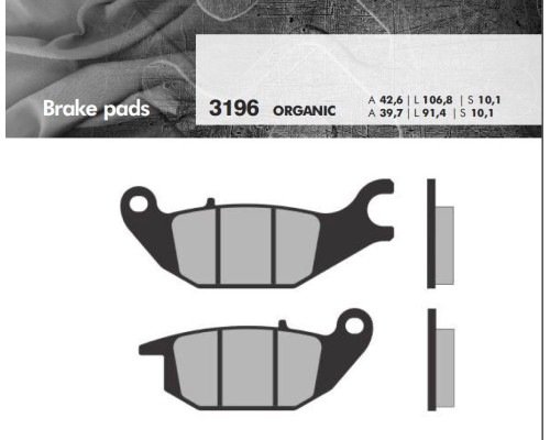 Гальмівні колодки brenta kh343 HONDA monkey 125 '19-, cbr 125 04-10, xl 125 v varadero 01-11, YAMAHA yzf 150 14-, triciЗАДНІ125 '14-, cf moto 125 papio '17 задні (органічні)
