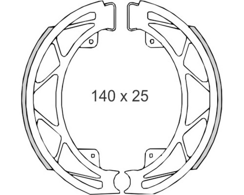 Гальмівні колодки brenta piaggio fly 05'-/liberЗАДНІ97'-14'/liberЗАДНІ4t 00'- (140x25 мм) (ft 0303)