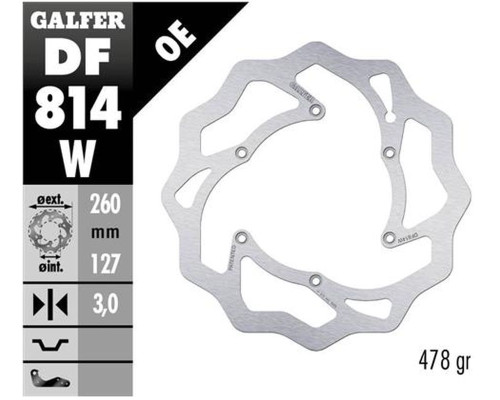 Galfer передний гальмувальний диск beta rr 250/300/350 '12-, rr 390/400/430/450/450/498 '14-, xtrainer 250/300 '15- wave (260x127x3mm)