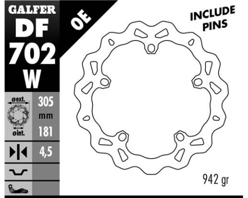 Диск гальмувальний galfer передний bmw r 850/1100/1150/1200 (305x181x4.8) (ng1044) хвиля