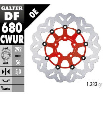 Диск гальмівний galfer передний harley-davidson (292x56x5) (хвиля) плаваючий червоний (див. опис)