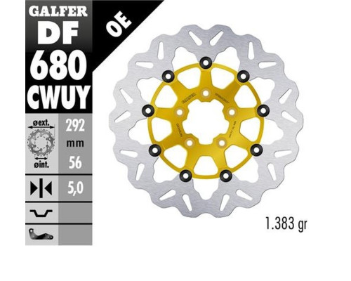 Гальмівний диск galfer передний harley-davidson (292x56x5) (wave) пливаючий колір золотий (див. опис)