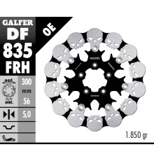 Гальмівний диск galfer передний harley-davidson (300x56x5) floating skull (марисунок черепа)
