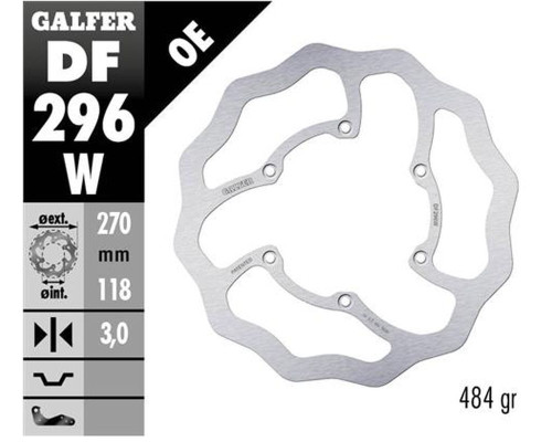 Galfer передний гальмувальний диск yamaha wr 250f '17-, wr 450f '20-, yz 125/250 '22-, yz 250f/450f '20 wave (270x118x3mm)