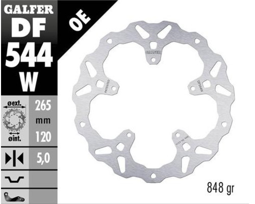Гальмівний диск galfer задний bmw s 1000xr '20-'22 (wave fixed) (265x120x5mm)