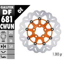Диск гальмівний задній galfer harley-davidson (292x56x5) (хвиля) пливаючий колір помаранчевий