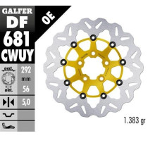 Диск гальмівний задній galfer harley-davidson (292x56x5) (хвиля) пливаючий золотий колір