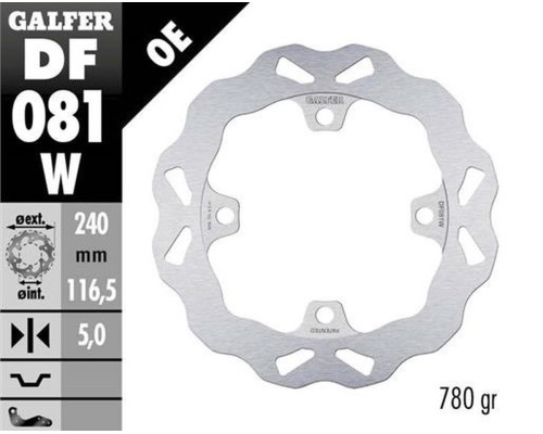 Galfer задній гальмівний диск honda cb 400x/f '13-; cb500f/x (abs) '13-'21; cb650f '14-; cb650r '19-'23; cbr650r '19-'23; forza 750 '21-'23 (wave fixed) (240x116,5x5mm)