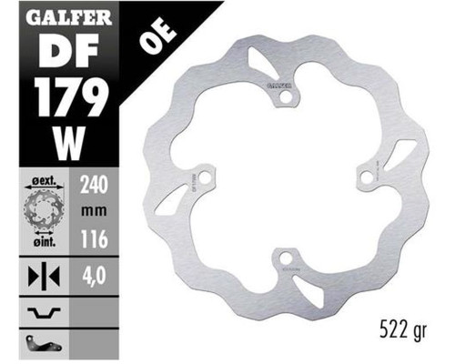 Galfer задній гальмувальний диск kawasaki kx 125/250 '03-, kx 250f/450f '04-'19, suzuki rm 250z '04-'06 wave (240x116x4mm)