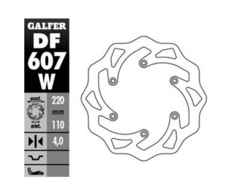 Galfer задній гальмівний диск ktm sx/exc/lc4 husaberg,husqvarna,gas gas wave (220x110x4mm) (ktm oem pattern)